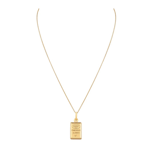 1 Gram Pure Gold Framed on 18kt Yellow Gold Chain