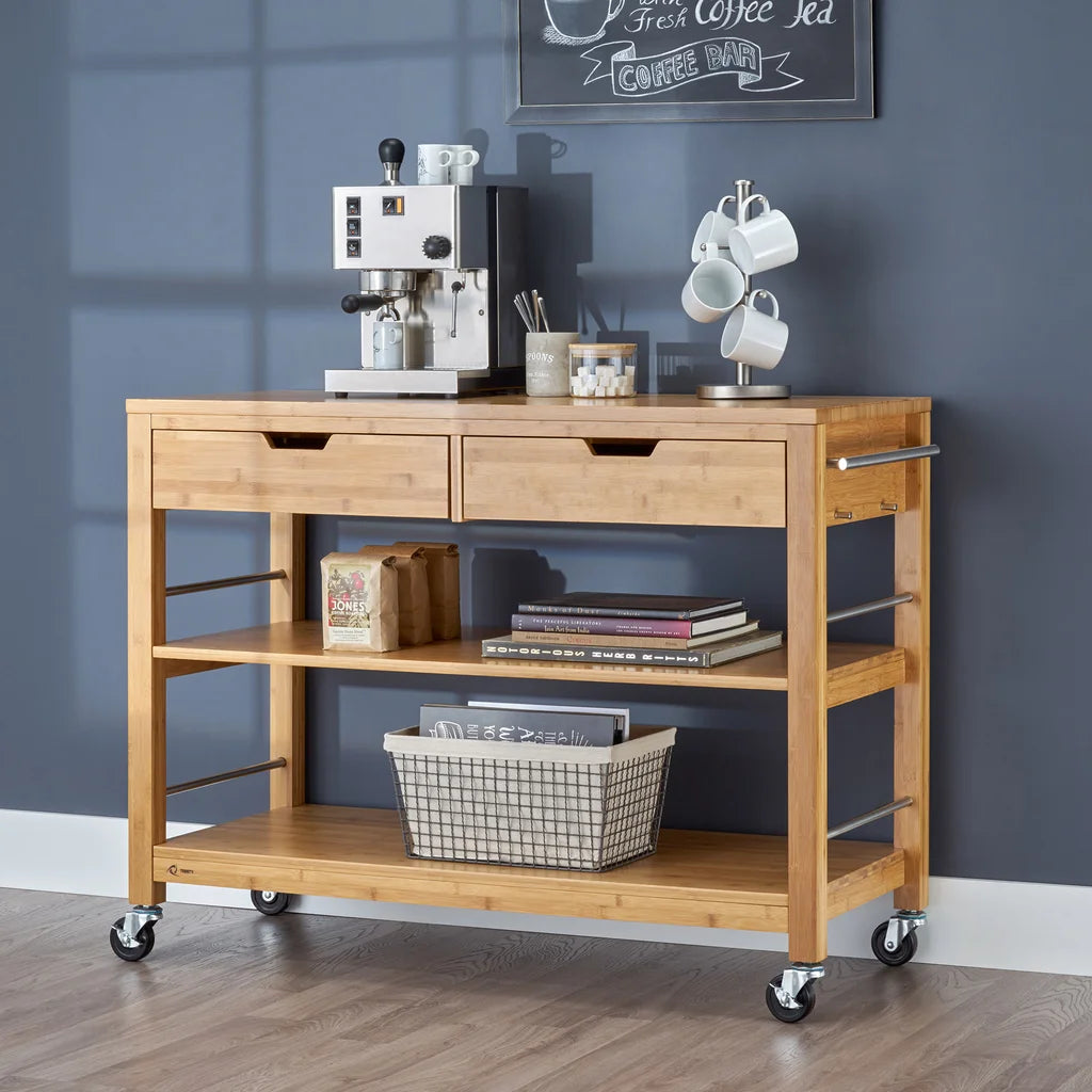 48” Bamboo Kitchen Cart with Drawers
