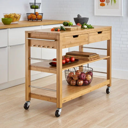 48” Bamboo Kitchen Cart with Drawers