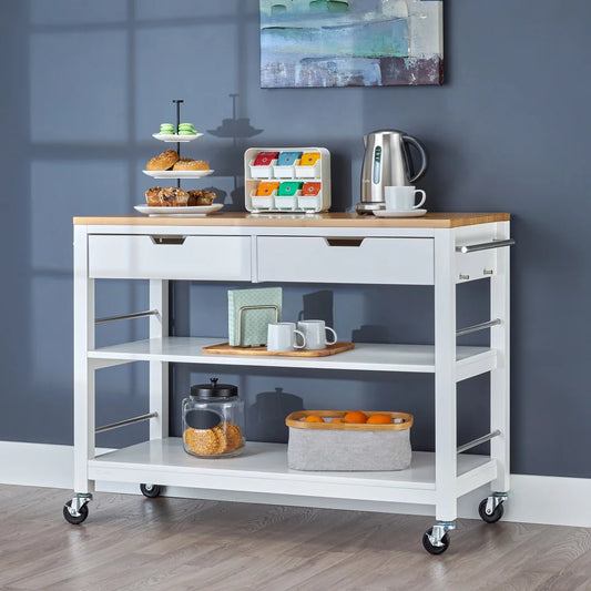 48” Bamboo Kitchen Cart with Drawers