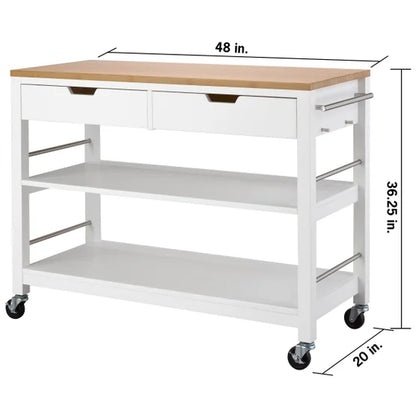 48” Bamboo Kitchen Cart with Drawers