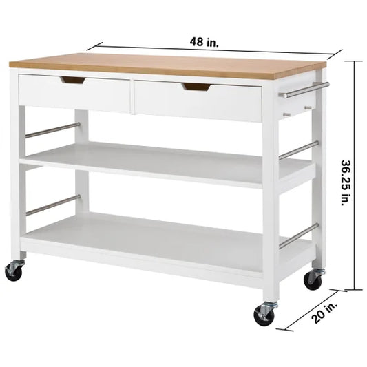 48” Bamboo Kitchen Cart with Drawers