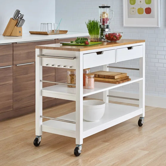 48” Bamboo Kitchen Cart with Drawers