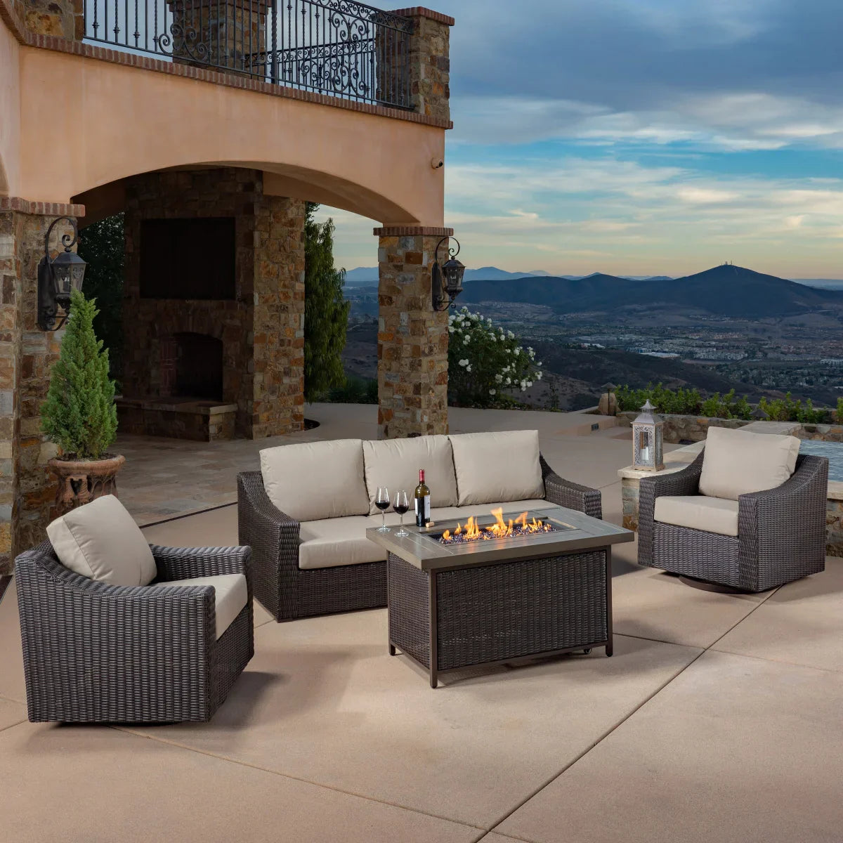Grand Leisure Brandemore 4-piece Fire Outdoor Seating Set