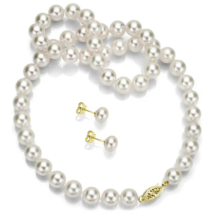 11-12mm Pearl Station Necklace and Stud Earring Set