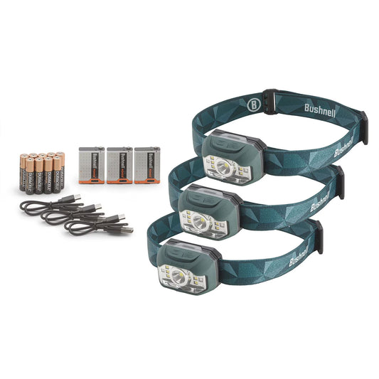 1000 Lumen Dual Power 3 Pack Rechargeable Headlamps