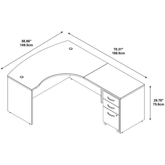 Business Office Pro Right Handed L-Shaped Desk