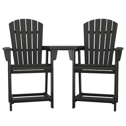 Polywood Portside 3-piece Shellback Counter Chair Set with Connecting Table