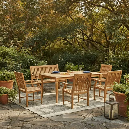Pacific Teak Outdoor Dining Patio Set, 6pc