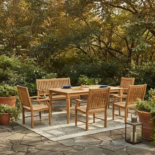 Pacific Teak Outdoor Dining Patio Set, 6pc