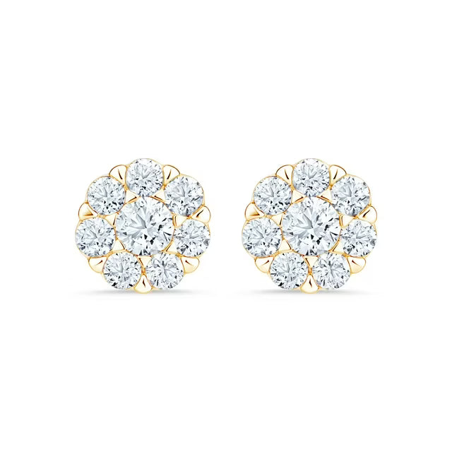 Lab Created Diamond Flower Earrings in 14K Gold, 1.00 C.T.T.W.