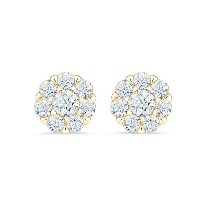 Lab Created Diamond Flower Earrings in 14K Gold, 1.00 C.T.T.W.