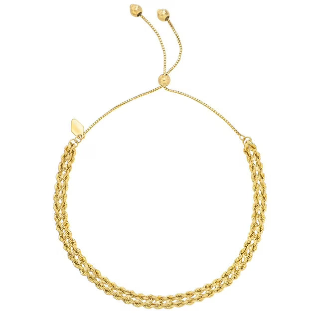 Kissing Hearts Bolo Bracelet in 14K Gold