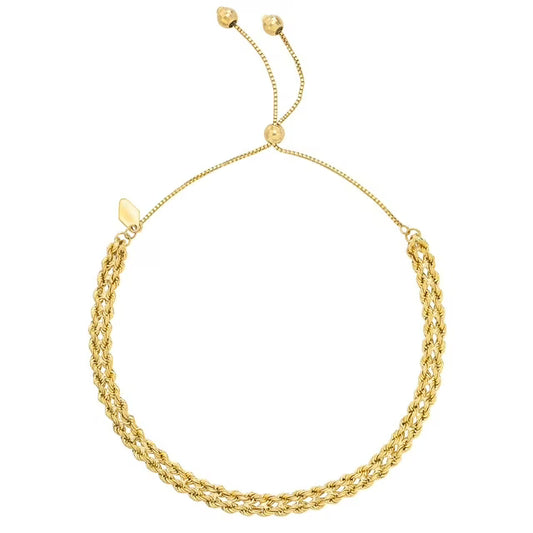 Kissing Hearts Bolo Bracelet in 14K Gold