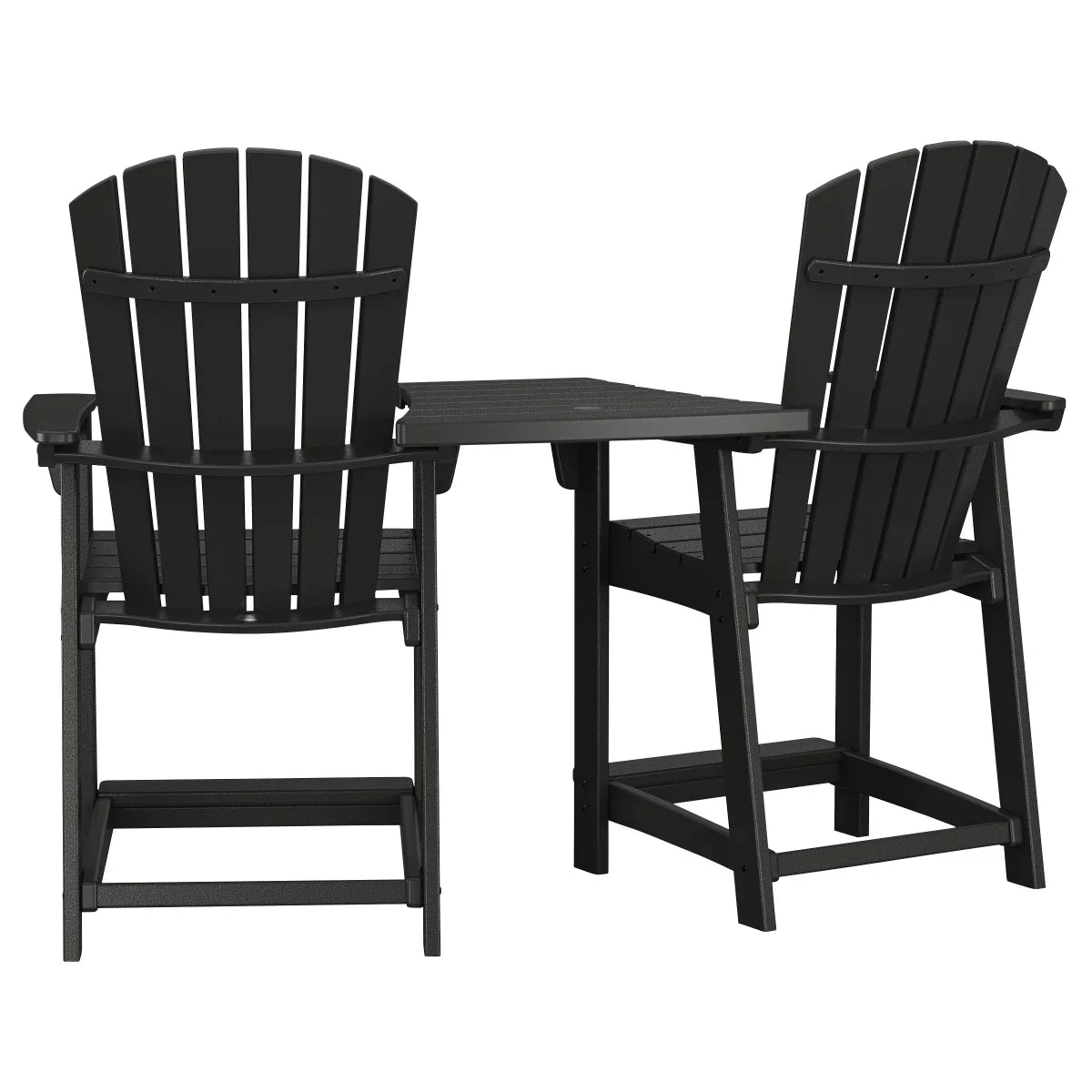 Polywood Portside 3-piece Shellback Counter Chair Set with Connecting Table