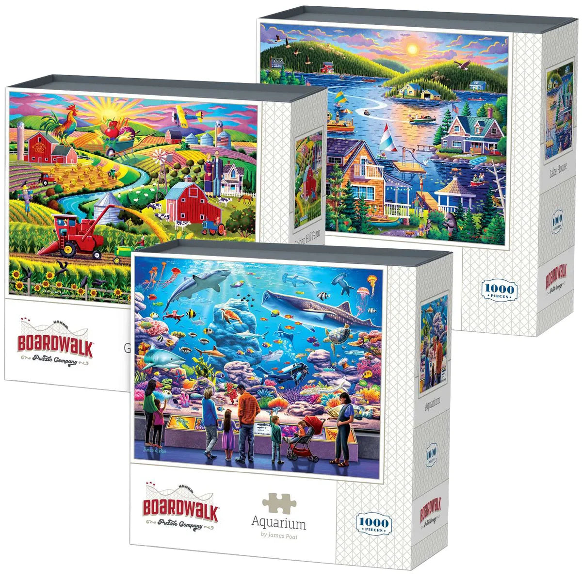 Boardwalk Assorted Jigsaw Puzzles, 3-pack