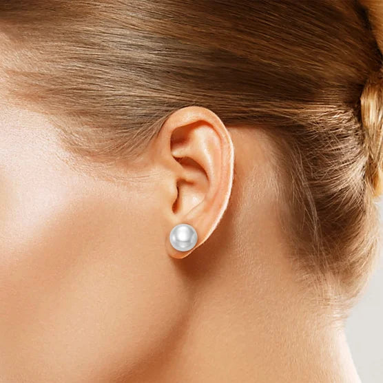 Freshwater Cultured 12-13mm Button Pearl 14kt Yellow Gold Earrings