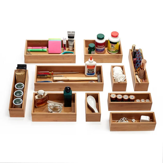 Classics 10-piece Bamboo Storage Box Organizer Set