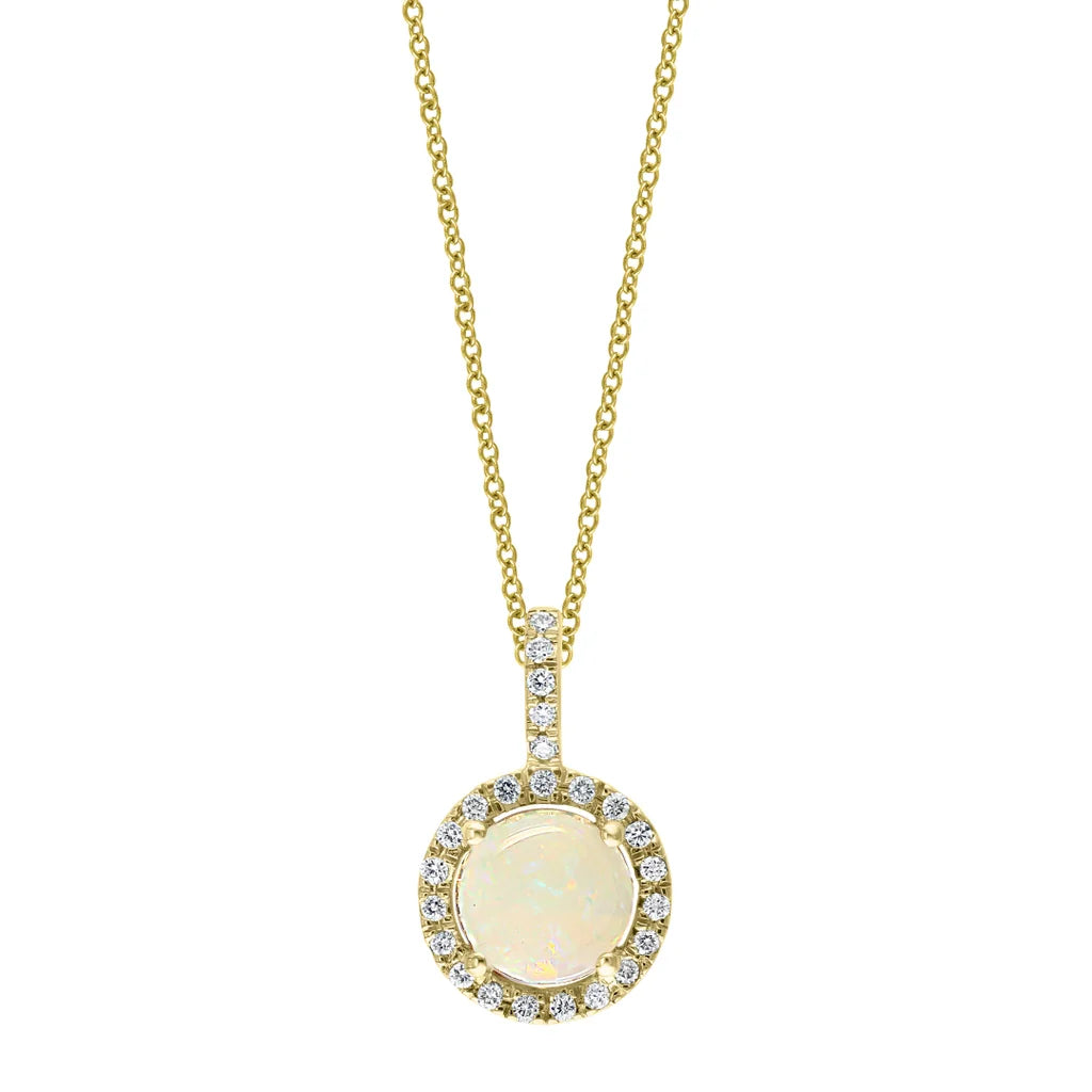 Australian Opal and Diamond 14kt Yellow Gold Pendant
