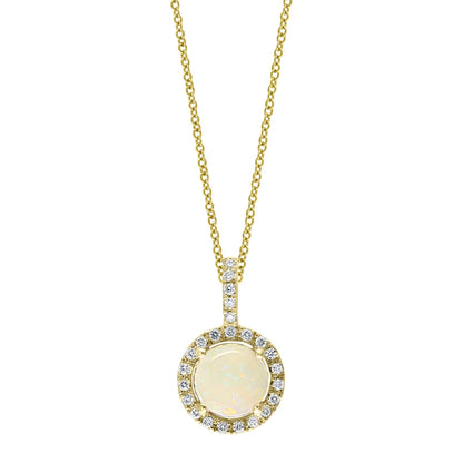 Australian Opal and Diamond 14kt Yellow Gold Pendant