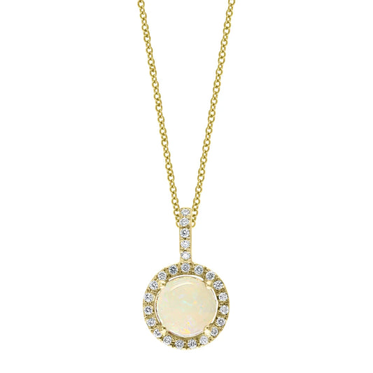 Australian Opal and Diamond 14kt Yellow Gold Pendant