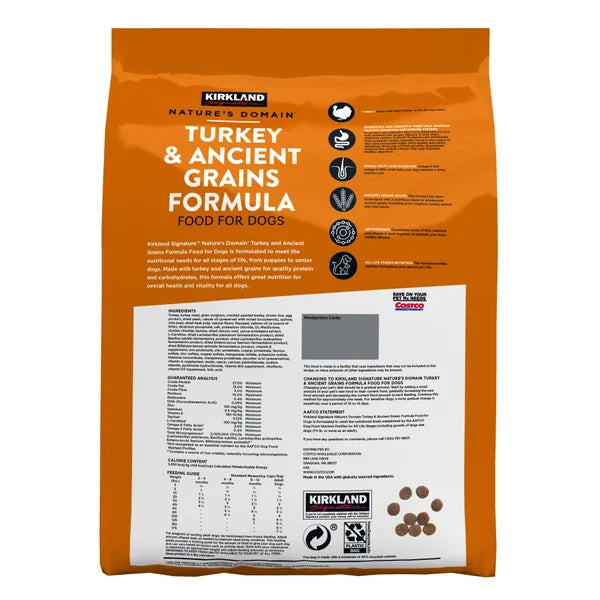 Kirkland Signature Nature's Domain Turkey & Ancient Grains Dog Food, 25 lbs
