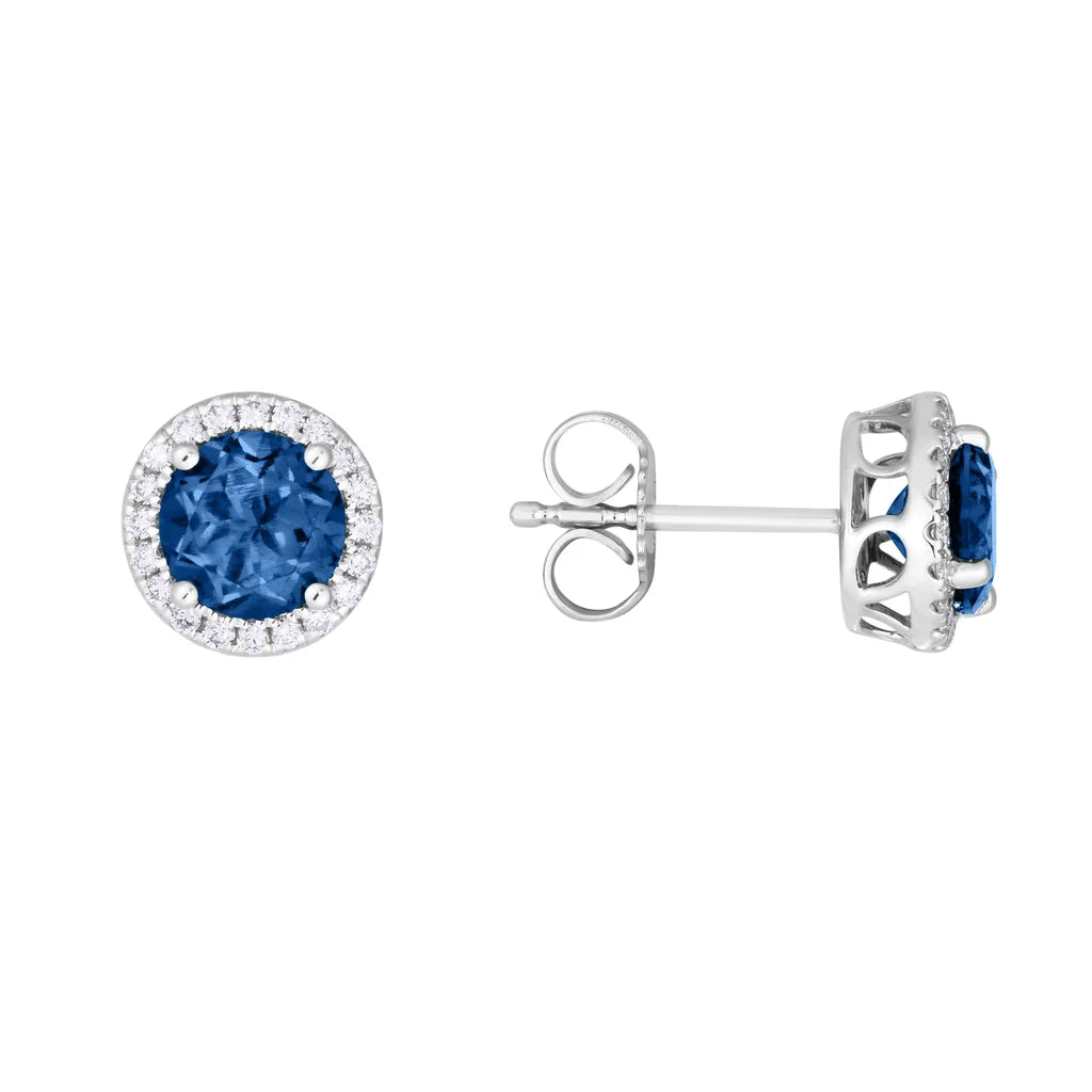 London Blue Topaz and Diamond 14kt White Gold Earrings