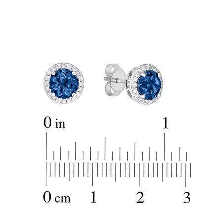 London Blue Topaz and Diamond 14kt White Gold Earrings