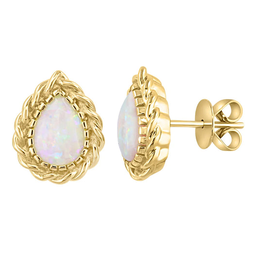 Australian Opal 14kt Yellow Gold Earrings