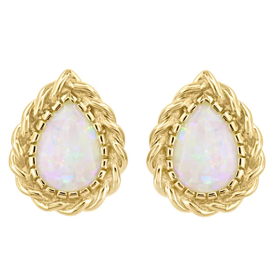 Australian Opal 14kt Yellow Gold Earrings
