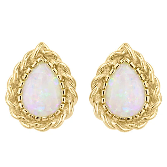 Australian Opal 14kt Yellow Gold Earrings