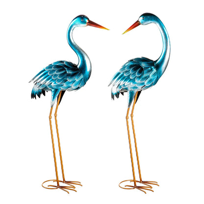 35” Blue Heron Statue Pair