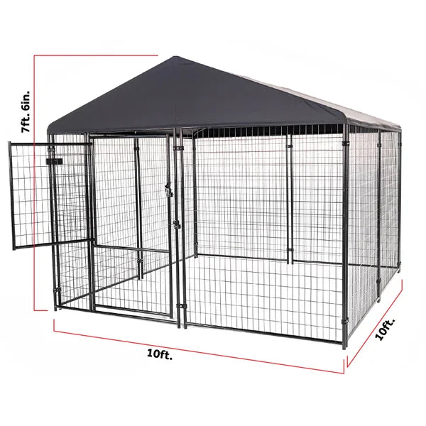 Lucky Dog STAY Series Presidential Dog Kennel 10'x10' with Privacy Screen