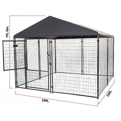 Lucky Dog STAY Series Presidential Dog Kennel 10'x10' with Privacy Screen