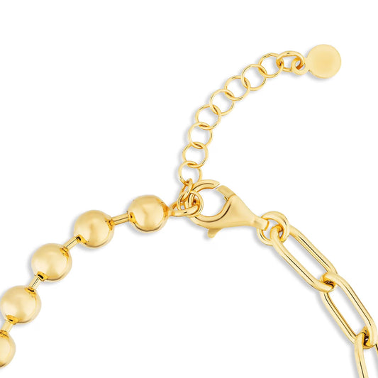 Ball & Paperclip Chain Bracelet in 18K Gold Vermeil