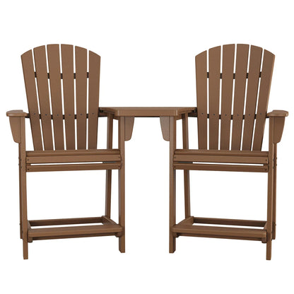 Polywood Portside 3-piece Shellback Counter Chair Set with Connecting Table