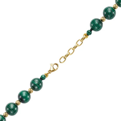 Green Malachite Bead 14kt Yellow Gold Bracelet
