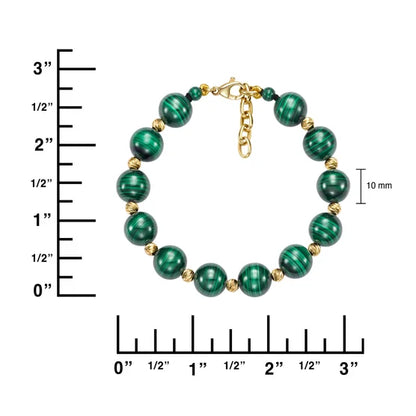Green Malachite Bead 14kt Yellow Gold Bracelet