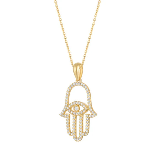0.22 ctw VS2 Clarity, I Color Diamond 14kt Yellow Gold Hamsa Pendant