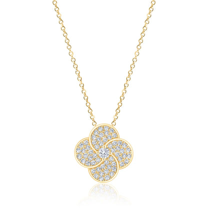 Round Brilliant 0.50 ctw VS2 Clarity, I Color Diamond 14kt Yellow Gold Flower Pendant
