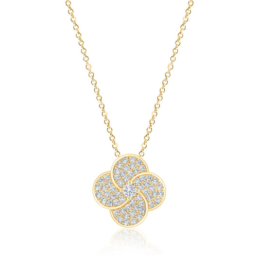 Round Brilliant 0.50 ctw VS2 Clarity, I Color Diamond 14kt Yellow Gold Flower Pendant