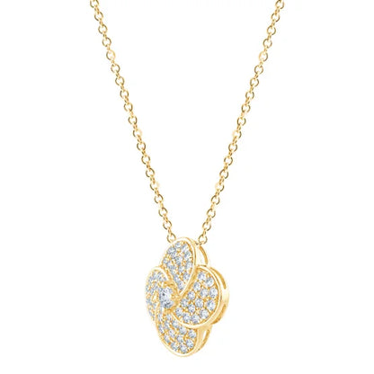 Round Brilliant 0.50 ctw VS2 Clarity, I Color Diamond 14kt Yellow Gold Flower Pendant
