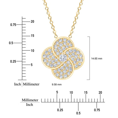 Round Brilliant 0.50 ctw VS2 Clarity, I Color Diamond 14kt Yellow Gold Flower Pendant