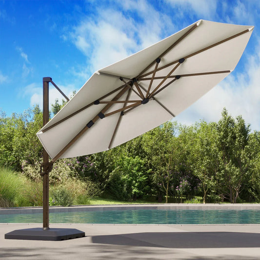 Seasons Sentry 13ft. Round Woodgrain Aluminum Cantilever Umbrella