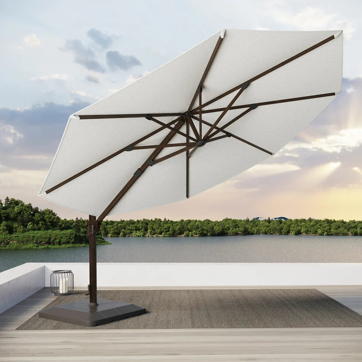 Seasons Sentry 13ft. Round Woodgrain Aluminum Cantilever Umbrella