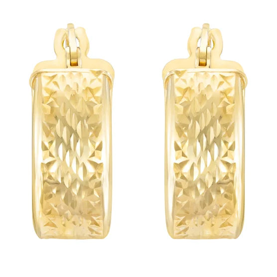 14kt Yellow Gold Diamond Cut Hoop Earring