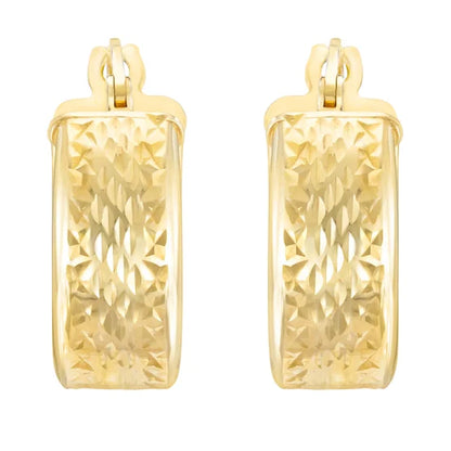 14kt Yellow Gold Diamond Cut Hoop Earring