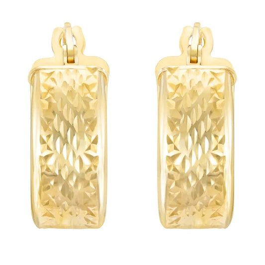 14kt Yellow Gold Diamond Cut Hoop Earring