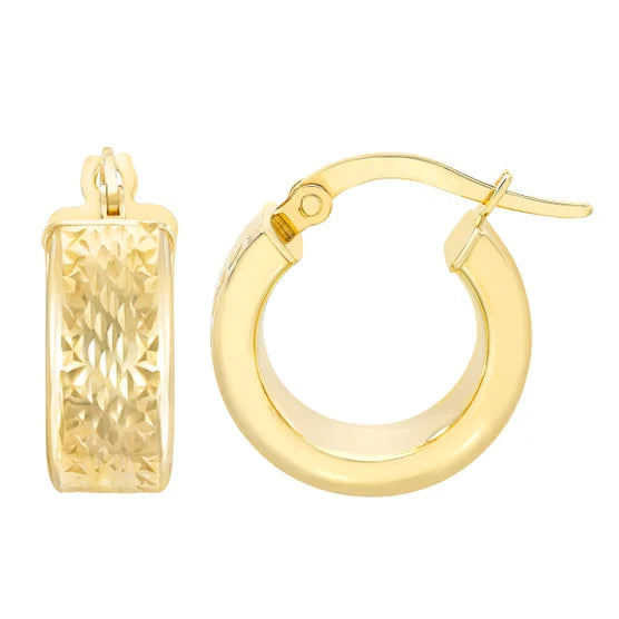 14kt Yellow Gold Diamond Cut Hoop Earring