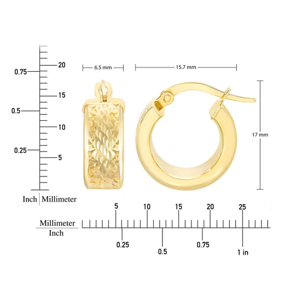 14kt Yellow Gold Diamond Cut Hoop Earring